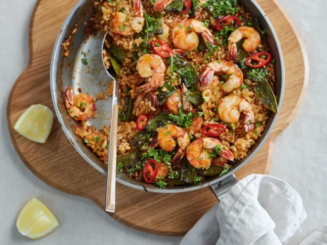 Paelija su krevetėmis, vištiena ir Chorizo dešra